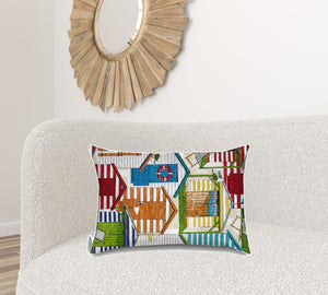 Homeroots 18" X 18" Orange And White Blown Seam Solid Color Throw Indoor Outdoor Pillow  Uv Protected Polyester 409600