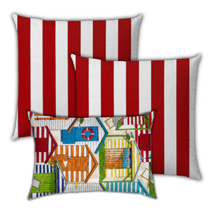 Homeroots 18" X 18" Orange And White Blown Seam Striped Throw Indoor Outdoor Pillow  Uv Protected Polyester 409609