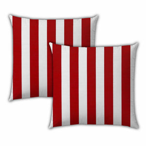 Homeroots 18" X 18" Orange And White Blown Seam Striped Throw Indoor Outdoor Pillow  Uv Protected Polyester 409609