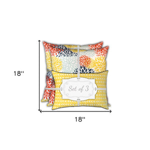 Homeroots Set Of Three 18" X 18" Seafoam And White Blown Seam Floral Throw Indoor Outdoor Pillow  Uv Protected Polyester 409623