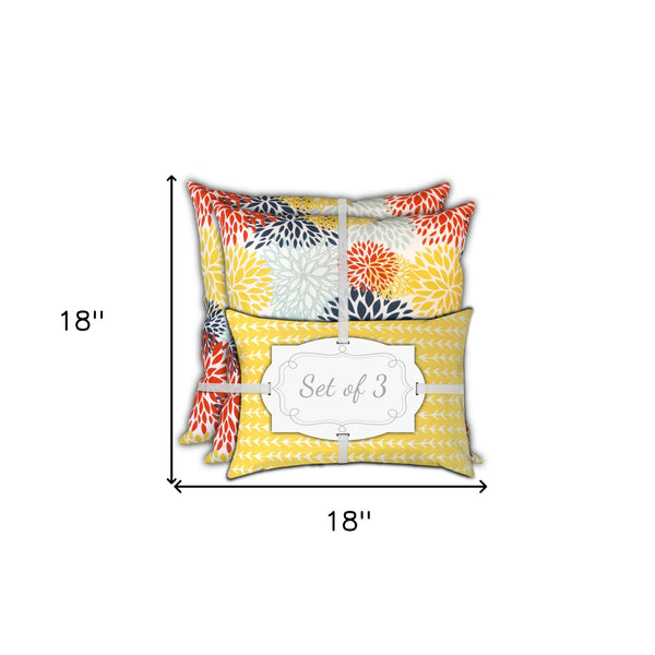 Homeroots Set Of Three 18" X 18" Seafoam And White Blown Seam Floral Throw Indoor Outdoor Pillow  Uv Protected Polyester 409623