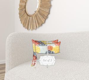 Homeroots Set Of Three 18" X 18" Seafoam And White Blown Seam Floral Throw Indoor Outdoor Pillow  Uv Protected Polyester 409626