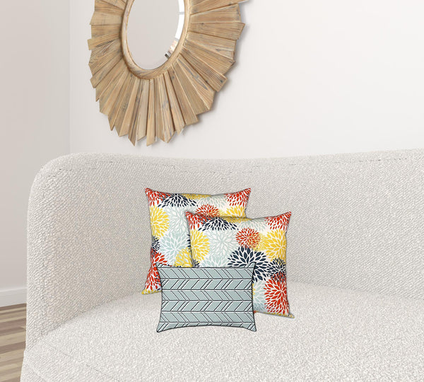 Homeroots Set Of Three 18" X 18" Seafoam And White Blown Seam Floral Throw Indoor Outdoor Pillow  Uv Protected Polyester 409630