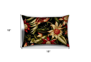 Homeroots Set Of Three 18" X 18" Black And Red Blown Seam Floral Throw Indoor Outdoor Pillow  Uv Protected Polyester 409663