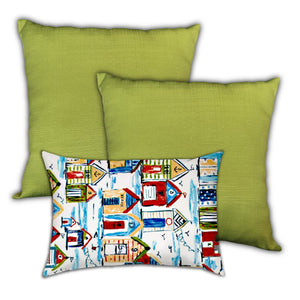 Homeroots 18" X 18" Red And Green Blown Seam Solid Color Throw Indoor Outdoor Pillow  Uv Protected Polyester 409669