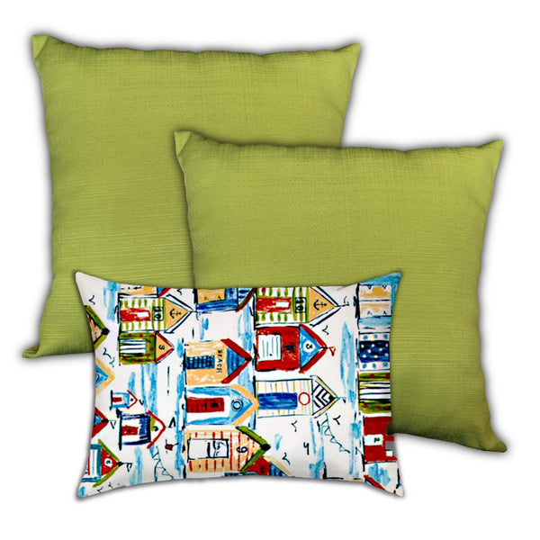 Homeroots 18" X 18" Red And Green Blown Seam Solid Color Throw Indoor Outdoor Pillow  Uv Protected Polyester 409669