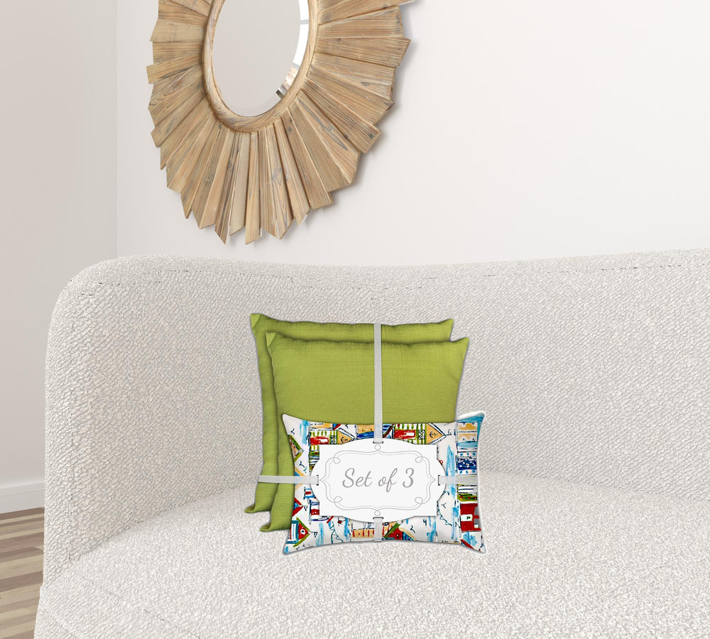 Homeroots 18" X 18" Red And Green Blown Seam Solid Color Throw Indoor Outdoor Pillow  Uv Protected Polyester 409669