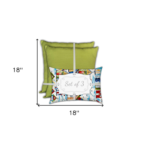 Homeroots 18" X 18" Red And Green Blown Seam Solid Color Throw Indoor Outdoor Pillow  Uv Protected Polyester 409669