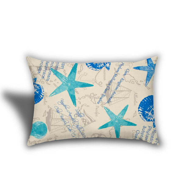 Homeroots 18" X 18" Ocean Blue And White Zippered Nautical Throw Indoor Outdoor Pillow  Uv Protected Polyester 409680