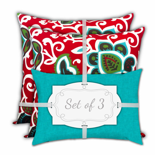 Homeroots 18" X 18" Turquoise And Green Zippered Floral Throw Indoor Outdoor Pillow  Uv Protected Polyester 409682