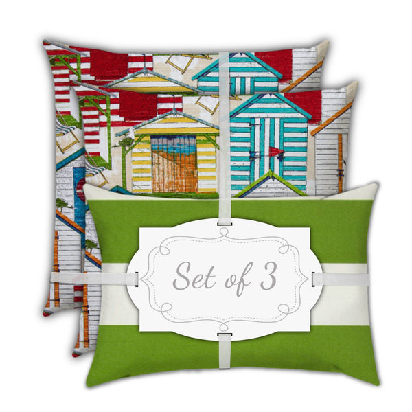 Homeroots Set Of Three 18" X 18" Orange And White Zippered Striped Throw Indoor Outdoor Pillow  Uv Protected Polyester 409689