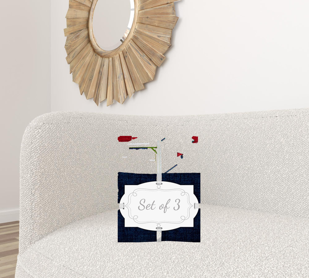 Homeroots Set Of Three 18" X 18" Orange And White Zippered Solid Color Throw Indoor Outdoor Pillow  Uv Protected Polyester 409691