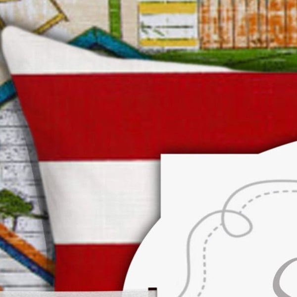 Homeroots Set Of Three 18" X 18" Orange And White Zippered Striped Throw Indoor Outdoor Pillow  Uv Protected Polyester 409693