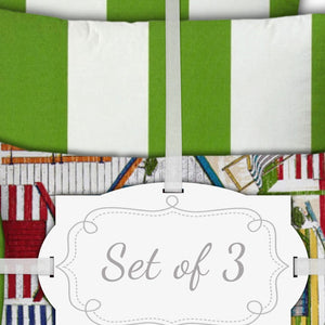 Homeroots Set Of Three 18" X 18" Orange And White Zippered Striped Throw Indoor Outdoor Pillow  Uv Protected Polyester 409694