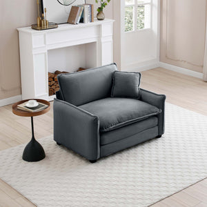 English Elm Comfortable Single Deep Seat Sofa In Soft Grey Corduroy - Stylish Accent For Living Rooms & More! W714S00743