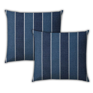 Homeroots Set Of Three 18" X 18" Navy Blue And White Zippered Striped Throw Indoor Outdoor Pillow  Uv Protected Polyester 409702
