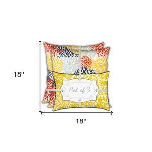 Homeroots Set Of Three 18" X 18" Seafoam And White Zippered Floral Throw Indoor Outdoor Pillow  Uv Protected Polyester 409736