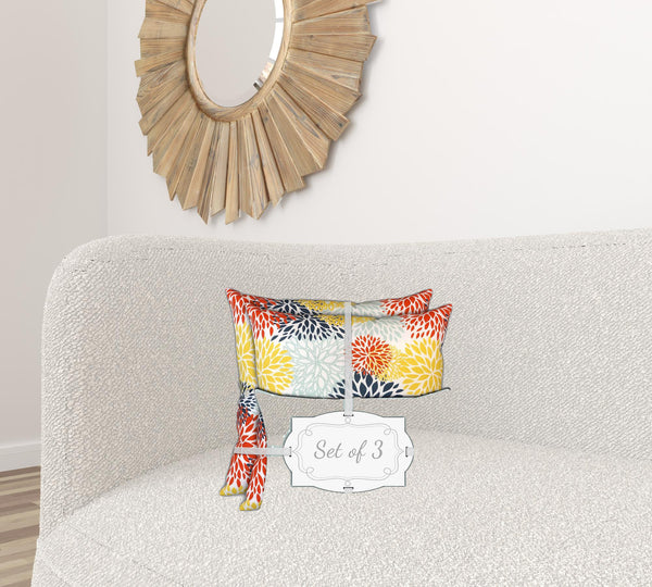 Homeroots Set Of Three 18" X 18" Seafoam And White Zippered Floral Throw Indoor Outdoor Pillow  Uv Protected Polyester 409737