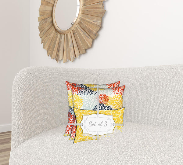 Homeroots Set Of Three 18" X 18" Seafoam And White Zippered Floral Throw Indoor Outdoor Pillow  Uv Protected Polyester 409739