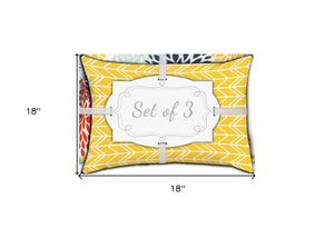 Homeroots Set Of Three 18" X 18" Seafoam And White Zippered Floral Throw Indoor Outdoor Pillow  Uv Protected Polyester 409739