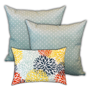 Homeroots Set Of Three 18" X 18" Seafoam And White Zippered Polka Dots Throw Indoor Outdoor Pillow  Uv Protected Polyester 409753