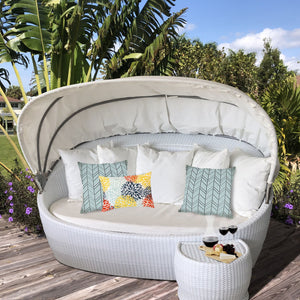 Homeroots Set Of Three 18" X 18" Seafoam And White Zippered Floral Throw Indoor Outdoor Pillow  Uv Protected Polyester 409756