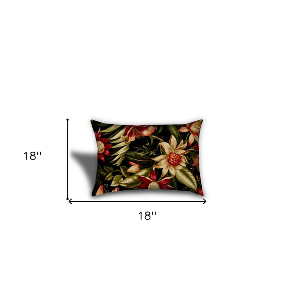 Homeroots Set Of Three 18" X 18" Black And Red Zippered Floral Throw Indoor Outdoor Pillow  Uv Protected Polyester 409771