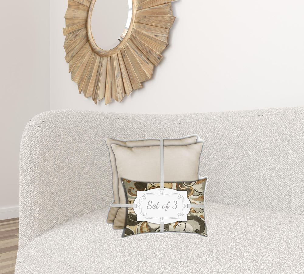 Homeroots Set Of Three 18" X 18" White And Beige Zippered Solid Color Throw Indoor Outdoor Pillow  Uv Protected Polyester 409774