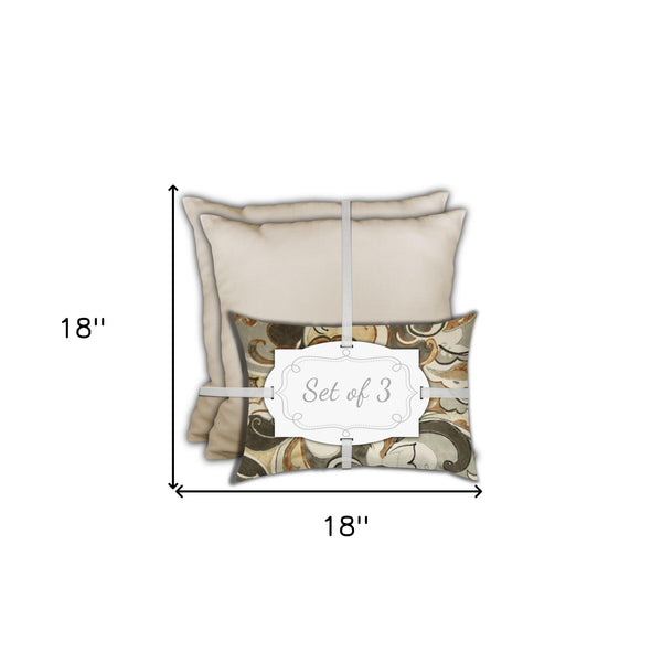 Homeroots Set Of Three 18" X 18" White And Beige Zippered Solid Color Throw Indoor Outdoor Pillow  Uv Protected Polyester 409774