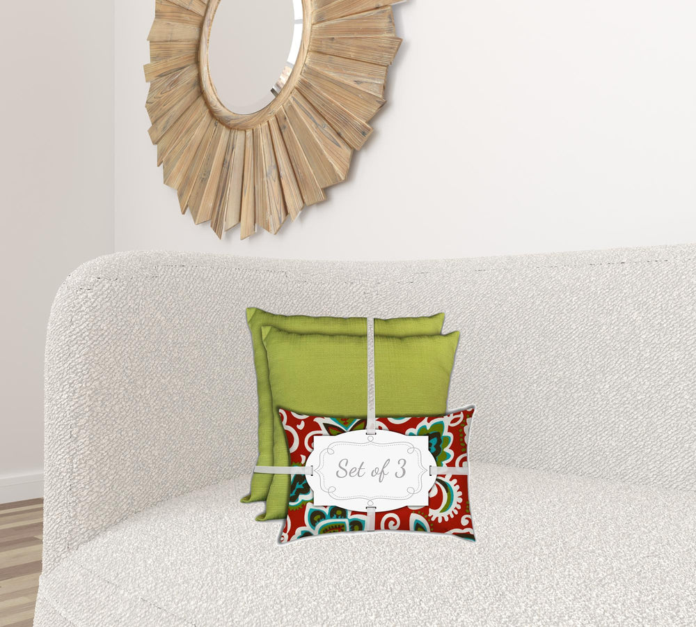 Homeroots Set Of Three 18" X 18" White And Red Zippered Solid Color Throw Indoor Outdoor Pillow  Uv Protected Polyester 409776