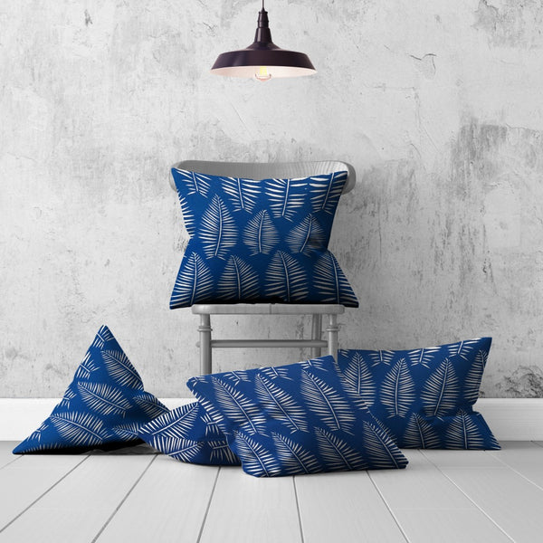 Homeroots Set Of Three 20" X 20" Blue And White Enveloped Coastal Throw Indoor Outdoor Pillow  100% Polyester 409781