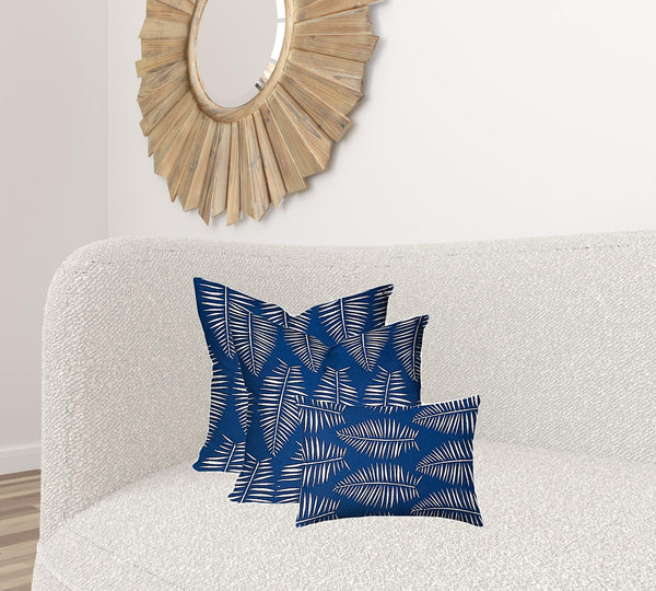 Homeroots Set Of Three 20" X 20" Blue And White Zippered Coastal Throw Indoor Outdoor Pillow  100% Polyester 409783