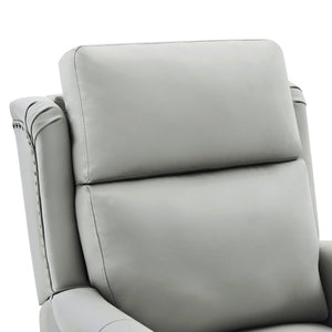 English Elm Modern Swivel Rocker Recliner Pu Leather Chair with Massage Heat and Storage Pocket Grey N763P399629E