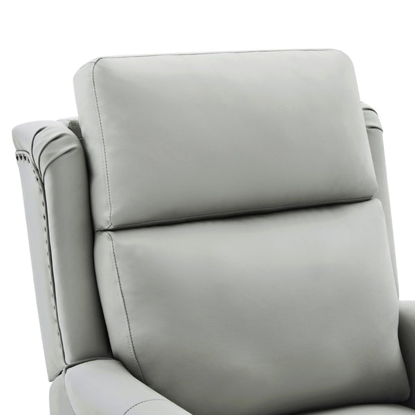 English Elm Modern Swivel Rocker Recliner Pu Leather Chair with Massage Heat and Storage Pocket Grey N763P399629E