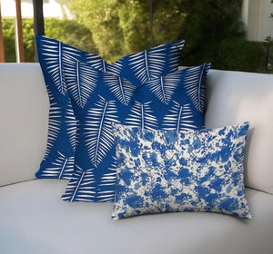 Homeroots Set Of Three 20" Blue And White Botanical Indoor Outdoor Throw Pillow   409794