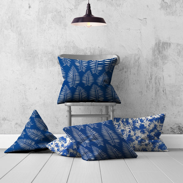 Homeroots Set Of Three 20" X 20" Blue And White Enveloped Coastal Throw Indoor Outdoor Pillow  100% Polyester 409796