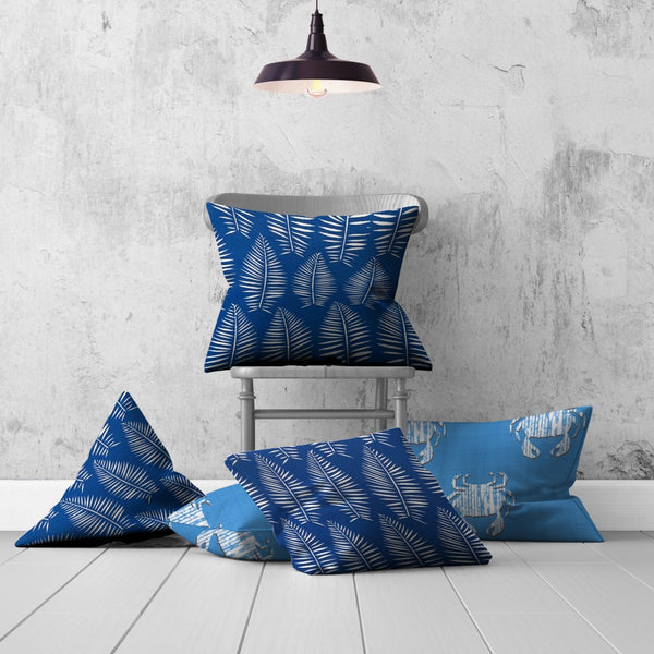 Homeroots Set Of Three 20" X 20" Blue And White Enveloped Coastal Throw Indoor Outdoor Pillow  100% Polyester 409806