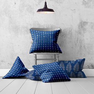Homeroots Set Of Three 20" X 20" Blue And White Enveloped Gingham Throw Indoor Outdoor Pillow  100% Polyester 409816