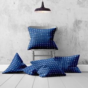 Homeroots Set Of Three 20" X 20" Blue And White Enveloped Gingham Throw Indoor Outdoor Pillow  100% Polyester 409821
