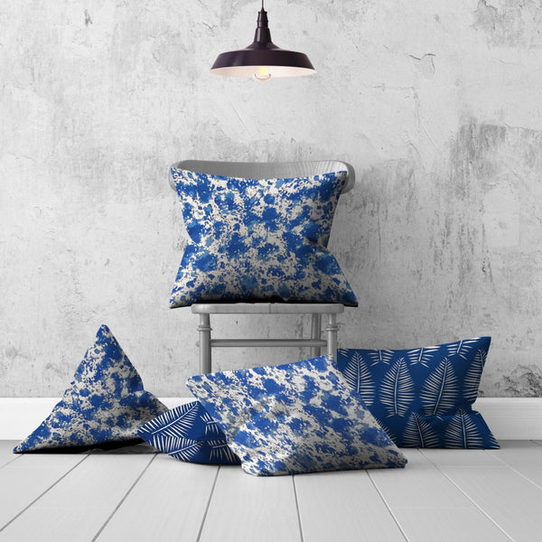 Homeroots Set Of Three 20" X 20" Blue And White Blown Seam Coastal Throw Indoor Outdoor Pillow  100% Polyester 409884