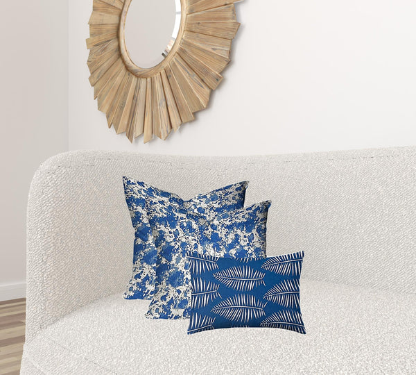 Homeroots Set Of Three 20" X 20" Blue And White Blown Seam Coastal Throw Indoor Outdoor Pillow  100% Polyester 409884