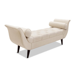 English Elm Alma Velvet Tufted Entryway Bench with Flared Arms and Bolster Pillows Included B2719P238454