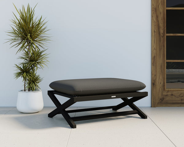 Sunpan Bari Outdoor Stool - Stylish Teak & Aluminum Design for Modern Patios and Relaxing Spaces Charcoal / Gracebay Grey