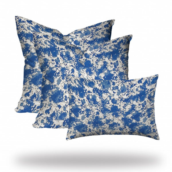 Homeroots Set Of Three 20" X 20" Blue And White Zippered Coastal Throw Indoor Outdoor Pillow Cover  100% Polyester 409902