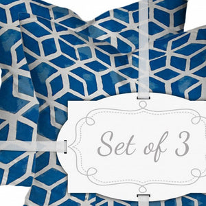 Homeroots Set Of Three 20" X 20" Blue And White Zippered Geometric Throw Indoor Outdoor Pillow Cover  100% Polyester 409942