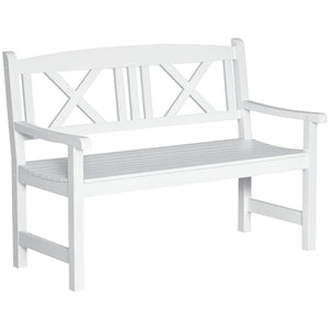 English Elm Nordic Solid Poplar Wood Outdoor Bench with X Back Slatted Seat for Two Adults T3971P444757