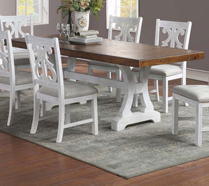 English Elm Formal Distressed Painted Wooden Rectangle Dining Table 68"+18" Leaf Classic Elegant 1pc Piece B011S01664