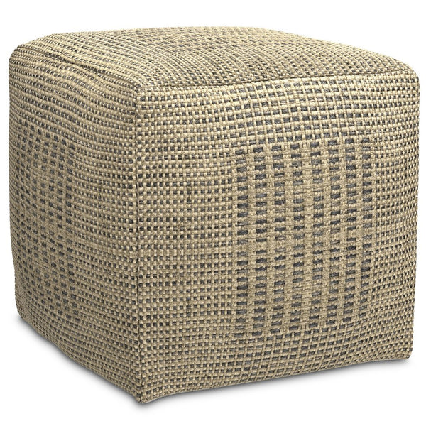 English Elm Delilah Natural Square Woven Jute Pouf – 18" Cube, Durable Polystyrene Fill, Multi-Use Footstool & Accent Seat B136P252626