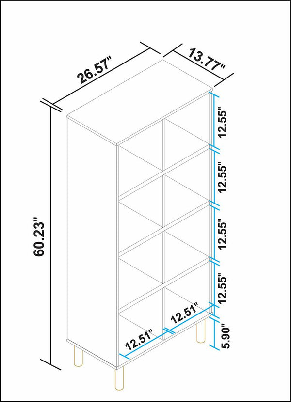 Manhattan Comfort Essex Mid-Century Modern Bookcase White and Zebra 409AMC176