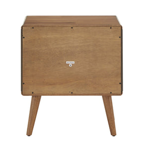 Camryn Mid-century Rubberwood Nightstand with Two Drawers for Bedroom